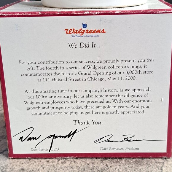 Walgreens Commemorative Coffee Mug Celebrating 3000th Store in box with COA - Picture 9 of 9